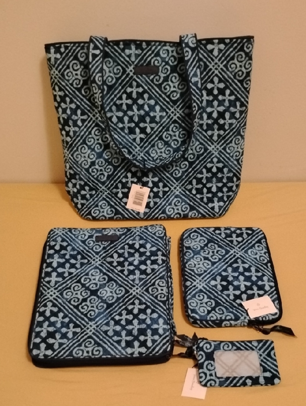 Vera Bradley Classic Tote 4 Piece Set Cuban Tiles NWT